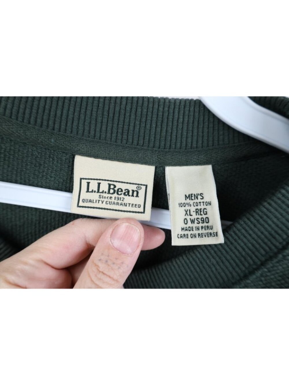 Vintage LL Bean Mens XL Faded Blank Thermal Waffle Knit Crewneck Sweater Green - Picture 4 of 9